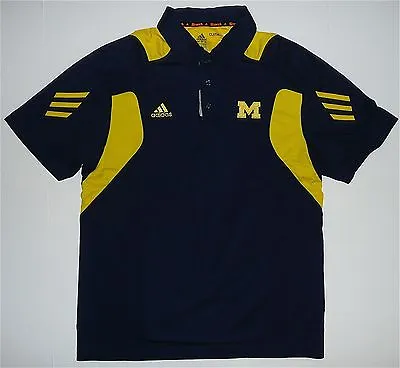 Michigan Adidas ClimaLite Scorch SS Polo Shirt Navy Blue & Yellow Men's S Small • $13.49