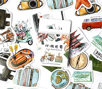 TRAVEL ROUND THE WORLD STICKERS Holiday Scrapbook Journal Card Art Craft Deco • £2.99