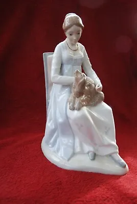 Rare Vintage Zaphir/Lladro  'Lady With Dog'  Large Porcelain Figurine  Pre-Owned • £85