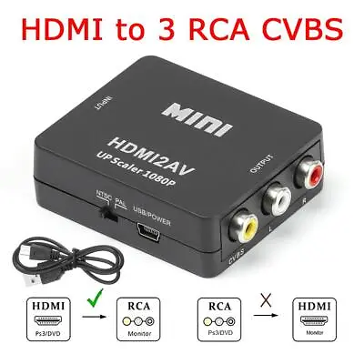 £5.86 • Buy Durable AV Scart 1080P Mini Adapter HDMI To 3 RCA CVBS Connector Converter