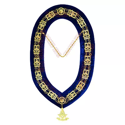 Masonic Past Master Metal Chain Collar Blue Backing + Free Jewel • $44.99