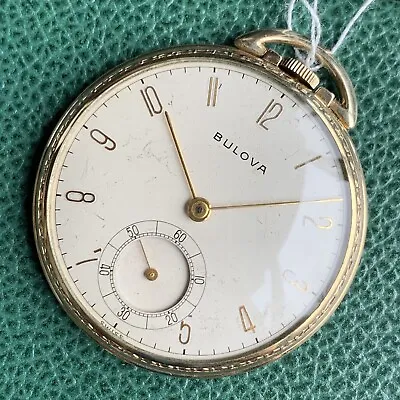 1946 Bulova Cal. 17AH 10K Rolled Gold Plate Pocket Watch • $219