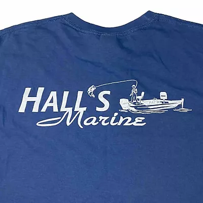 Vintage Men’s Fishing T Shirt Halls Marine Mercury Marine Co Size Medium M • $24.88