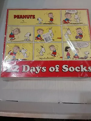 Men's PEANUTS 12 Days Of SOCKS Advent Calendar Snoopy Gift Lot. (APO-146) • $15.96