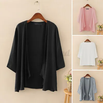 ZANZEA 8-24 Women Cardigan Coat Jacket Kimono 3/4 Sleeve Plus Size Outerwear • $17.75