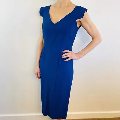 Roland Mouret For Harvey Nichols Size 12 (14 UK) Royal Blue Crepe Midi Dress • $299