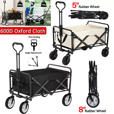 Large Foldable Outdoor Garden Beach Camping Trolley Cart 4 Wheel With Cover UK • £38.99