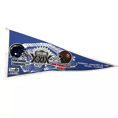 VTG Super Bowl XXIX San Diego Chargers  San Francisco 49ers 1995 Game Pennant • $22.50