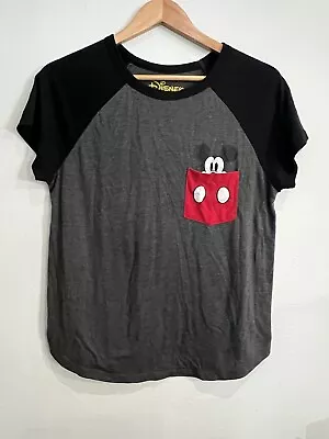 Disney Juniors Mickey Mouse Pocket Tee T Shirt Top Gray Size XL 15/17 • $7.20