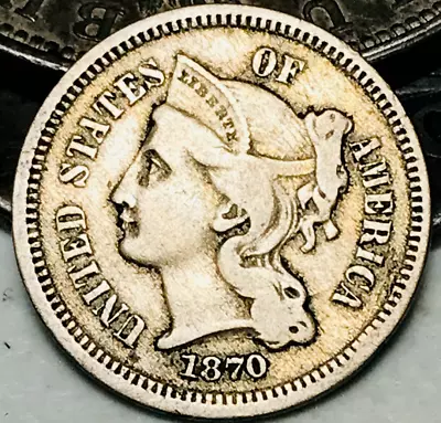 1870 Three Cent Nickel Piece 3C Ungraded Choice US Type Coin CC21699 • $37.99