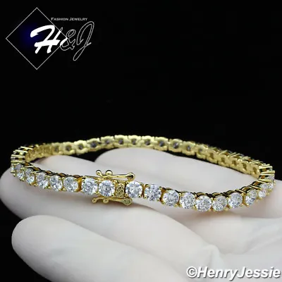 6.5 -8.5 Men Women14k Black/gold Plated Bling Cz 4mm 1 Row Tennis Bracelet*bb2 • $19.99