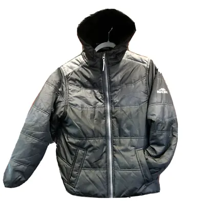 Pacific Trail Boys Fleece Quilted Hooded Puffer Jacket Black & Grey~Sz M 10/12 • $19.85