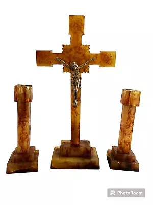 Vintage Bakelite Cross Crucifix  Jesus Christ INRI 1930s Big Cross Antique Rare • $51