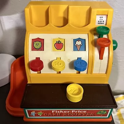 VINTAGE 1974 Fisher Price CASH REGISTER #926 With WORKING BELL & 1 Coin • $39