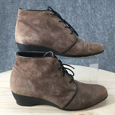 Munro Shoes Womens 8 Chukka Brown Suede Round Toe Wedge Lace Up Casual Comfort • $20.89