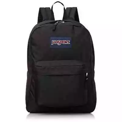 JANSPORT SuperBreak BLACK Backpack School Bag With Water Bottle Pocket AUTHENTIC • £57.88