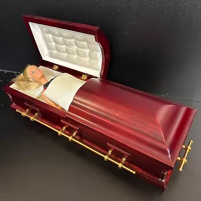 1:6 Scale Wooden Miniature Coffin Casket Mahogany For 1/6 Dollhouse Doll Funeral • $275