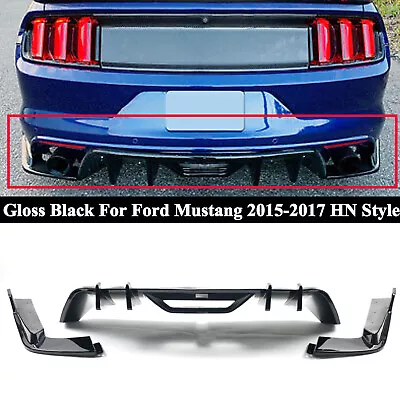 For Ford Mustang 15-2017 HN Style Rear Bumper Diffuser + Apron Spats Gloss Black • $139.99