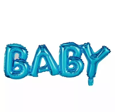 Large Blue BABY Text Balloon Large Mylar Foil Balloon Party Decor Photo Prop • $3.20