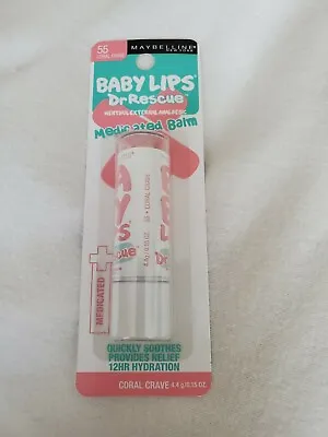 Maybelline New York Dr. Rescue Baby Lips Medicated Lip Balm Makeup Coral Crave • $3.99