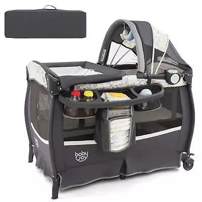 4 In 1 Portable Pack And Play With Bassinet Mattress Changing Table Music Box • $135.99