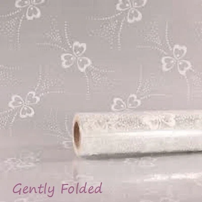 £0.99 • Buy Cellophane Gift Wrap WHITE LACE Flowers HAMPER Birthday Bouquet WRAPPING WEDDING