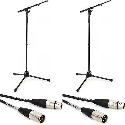 K&M KM21090 Mic Stand 2-pack + 2 Jumperz 25' Mic Cables • $249