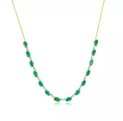 Yellow Gold Emerald And Diamond Necklace Meira T • $2530