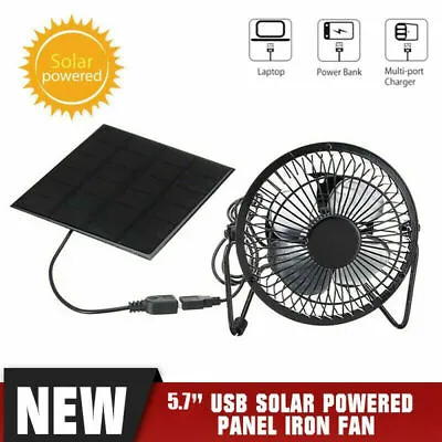 Portable 5.7'' USB Solar Powered Panel Iron Fan Small Cooling Ventilation Fan  • $23.63