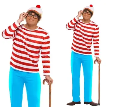 Where's Wally Mens Adults Licensed New Fancy Dress Costume New World Book Day • £35.99
