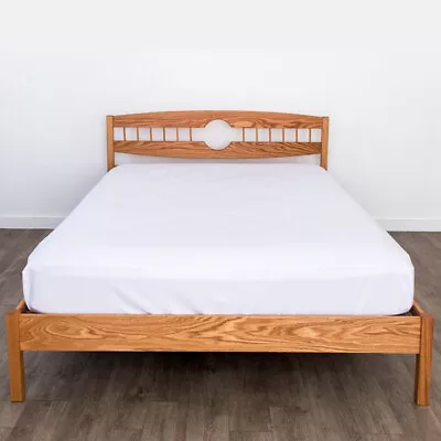 Solid Wood Platform Bed Frame Headboard FULL MOON Oak Maple Hand Crafted USA   • $698