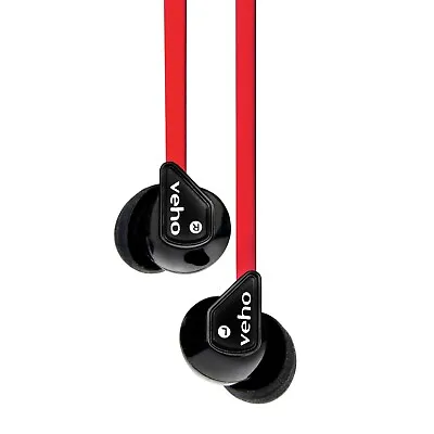 VEHO 360 Z-1 Stereo Noise Isolating Earbuds Earphones VEP-003-360Z1-R RED • £4.50