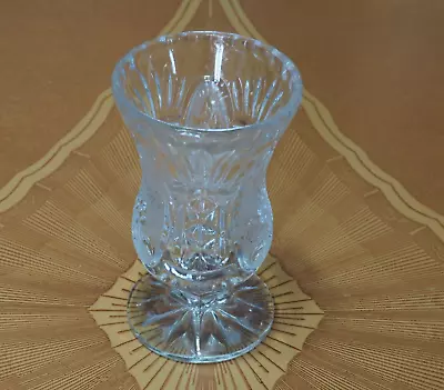 VTG ZAJECAR YUGOSLAVIA Bud Vase Crystal Glass Pedestal Flowers Floral Etched 5  • $6.49