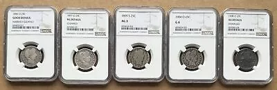 5 Piece Lot Barber Quarters Ngc Graded 1896-o 1897-o 1899-s 1904-o & 1908-o 25c • $44