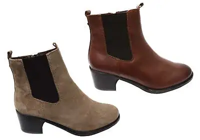 Caprice Jade Womens Comfort Mid Heel Leather Wide Fit Ankle Boots - ShopShoesAU • £88.58