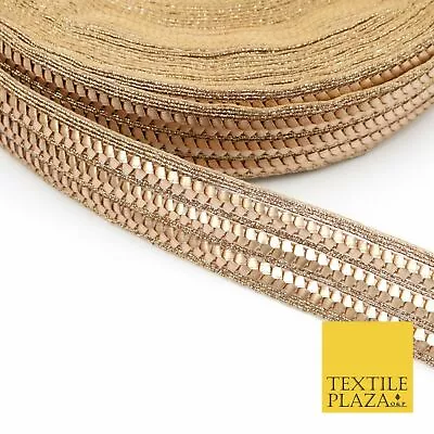 £3 • Buy Rose Gold Triple Metal Crush Trimming Border Ribbon Indian Ethnic Trim X287