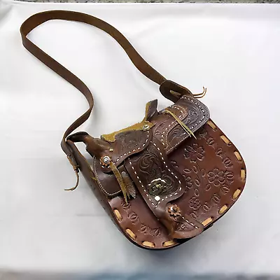 Artisan Vintage Leather Saddle Purse Hand Tooled Western Bag Equestrian • $99.99