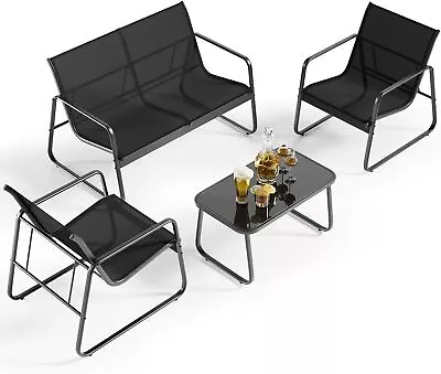 4 Piece Patio Furniture Set Outdoor Patio Furniture Loveseat 2 Single Chairs • $137.98