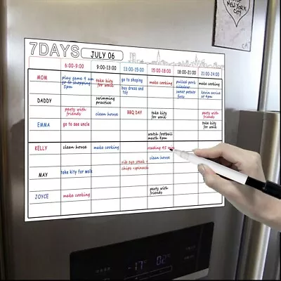 A3 Magnetic Fridge Whiteboard Eraser+ 8 Pens Weekly Monthly Notes Planner • $21.50