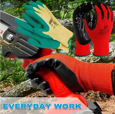 Waterproof Work Gloves Safety Flex Grip Latex Glove Garden Builder Ladies/Men’s • £2.49