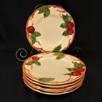 Franciscan Apple Set Of 6 Salad Plates 8  Embossed 1953-1958 USA Red Green Brown • £69.37