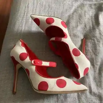 Manolo Blahnik Red Polka Dot Heels; NWOB; Sz 10 • $425