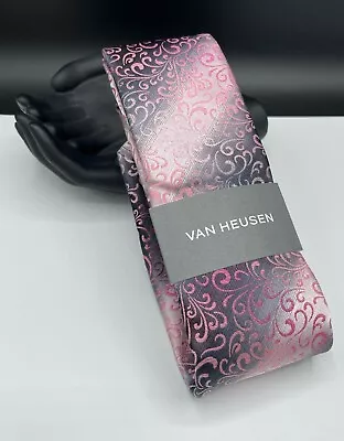 VAN HEUSEN Men's Neck Tie ~ Pink ~ Swirl Pattern ~ NEW Fashion MSRP: $45. • $14.99