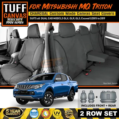 $274.55 • Buy TUFF HD TRADE Canvas Seat Covers Triton MQ Dual Cab GLS GLX 2ROW 1/2015-19 CHARC