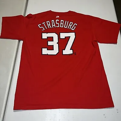 Washington Nationals Stephen Strasburg Red Majestic Jersey T-Shirt Large • $9.99
