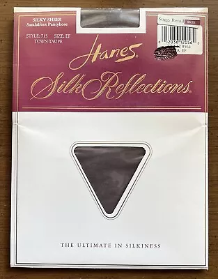 Vintage Hanes Silk Reflections TOWN TAUPE Pantyhose SIZE EF Sheer Sandalfoot 715 • $12.88