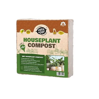 Coco & Coir Houseplant Compost Brick Compact Potting Mix Makes 9L Peat Free Soil • £7.79