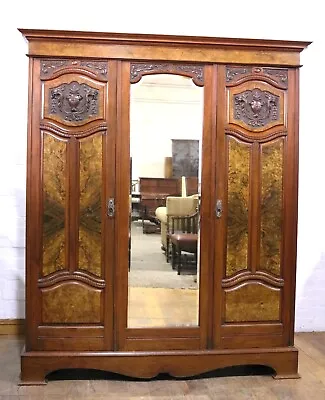 Stunning Antique Victorian Carved Walnut Double Door Wardrobe • £695