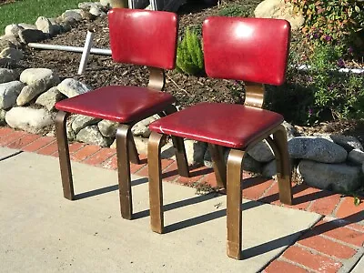 Thonet Style Mid Century Modern Vinyl Nailhead And Bentwood Chair Pair (2) • $155