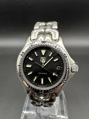 Tag Heuer S99.313C Watch 36mm Quartz Date Black Dial Men's Vintage Silver Used • $360